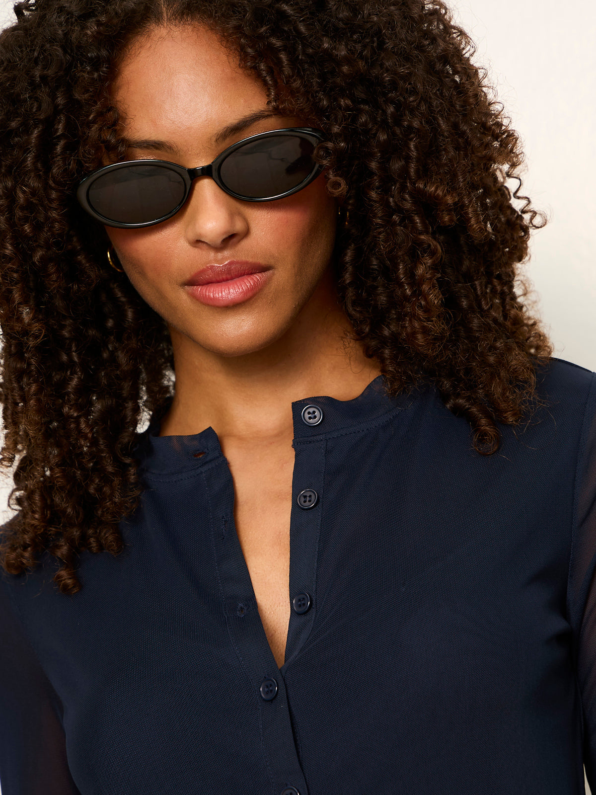 Mesh Long Sleeve Cardigan Navy Blazer - Sanctuary Clothing