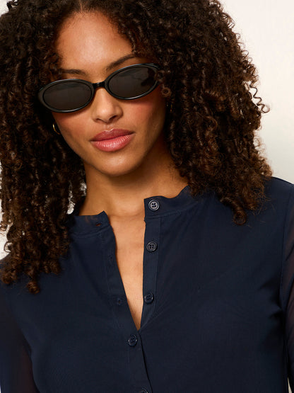 Mesh Long Sleeve Cardigan Navy Blazer - Sanctuary Clothing