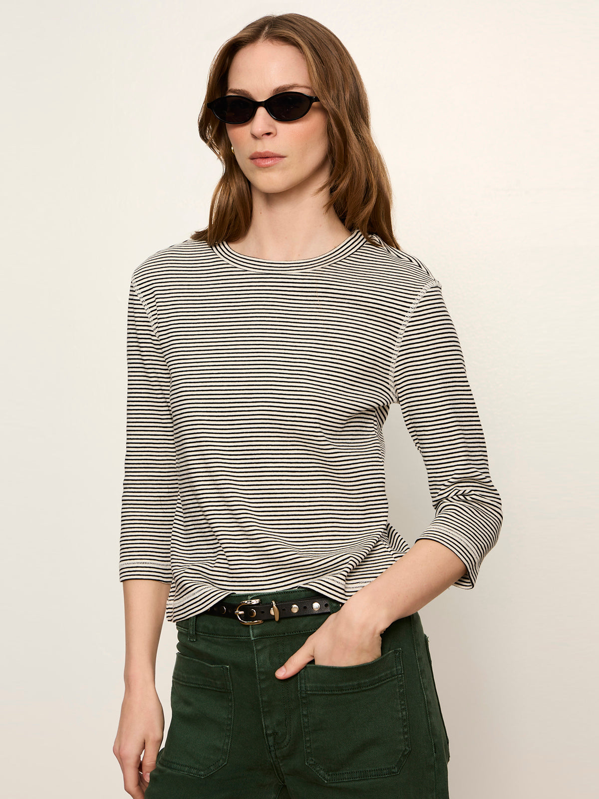 3/4 Mode Tee Chalk French Stripe - Sanctuary Clothing