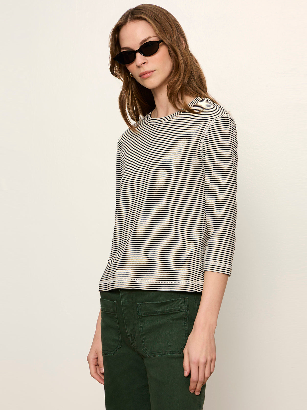 3/4 Mode Tee Chalk French Stripe - Sanctuary Clothing