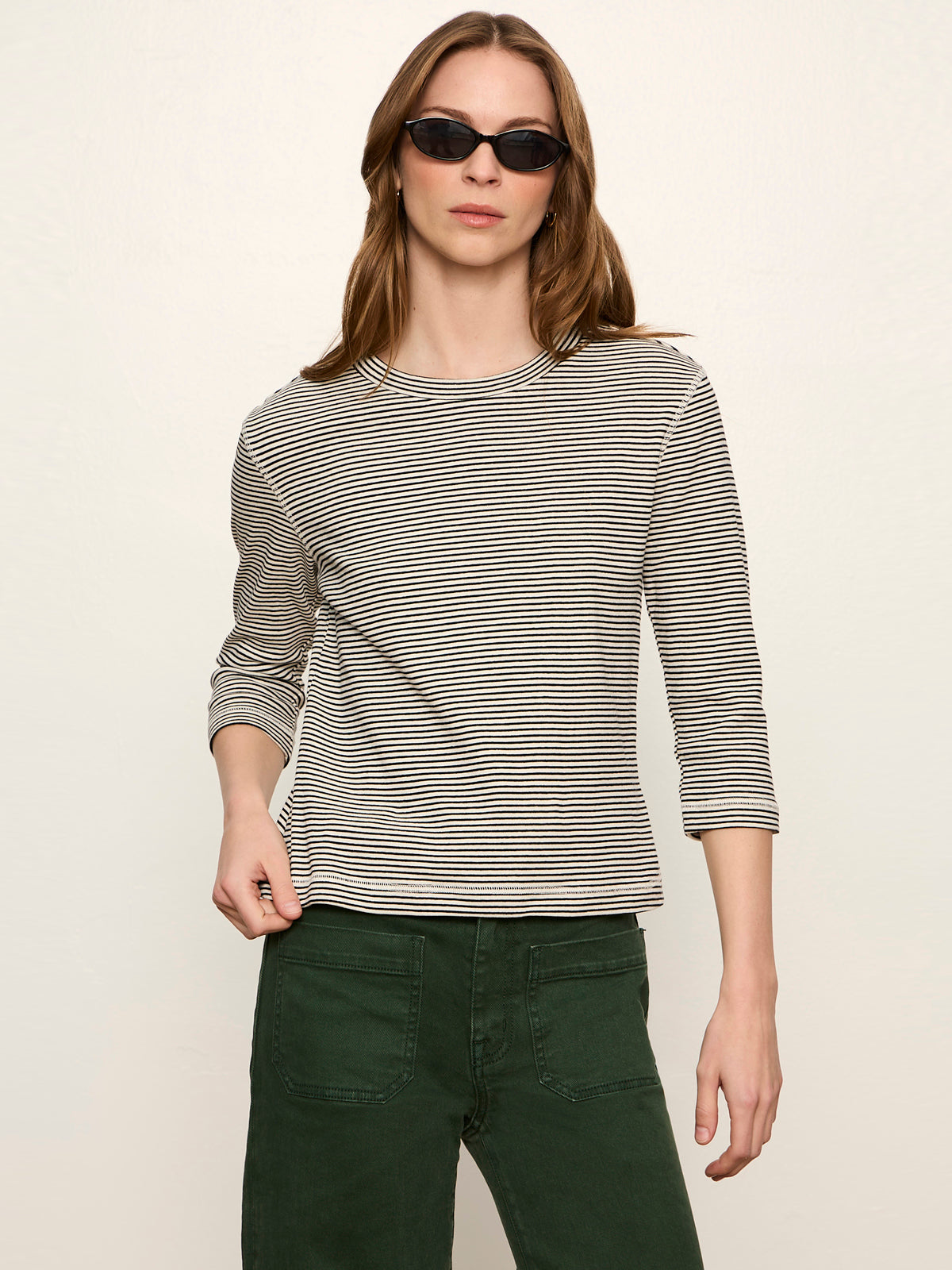 3/4 Mode Tee Chalk French Stripe - Sanctuary Clothing