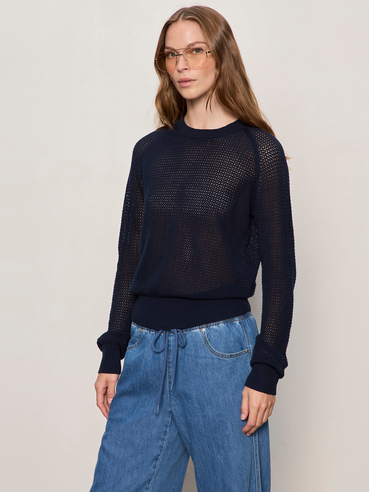 SOLEIL OPEN STITCH SWEATER NAVY BLAZER - Sanctuary Clothing