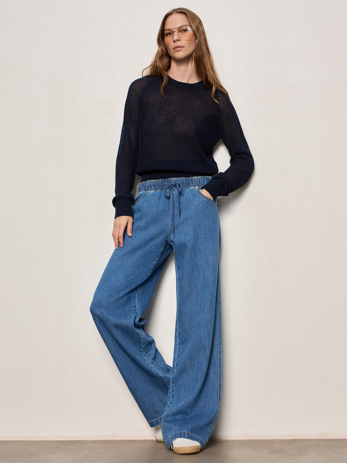 SOLEIL OPEN STITCH SWEATER NAVY BLAZER - Sanctuary Clothing