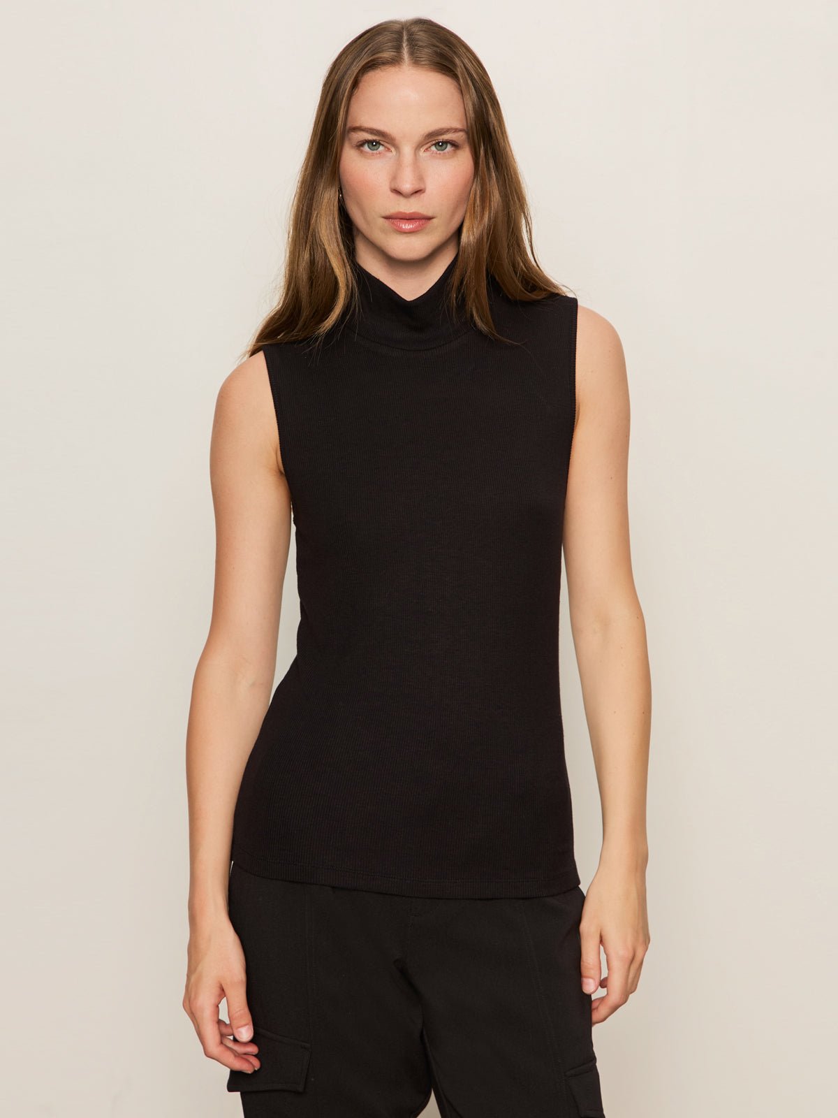 Essential Sleeveless Mock Neck Tank Black - Sanctuary Clothing