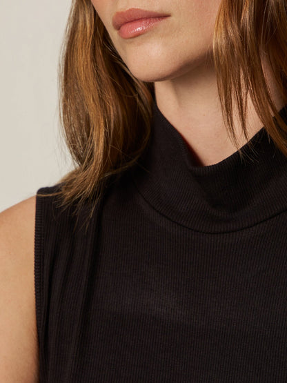 Essential Sleeveless Mock Neck Tank Black - Sanctuary Clothing
