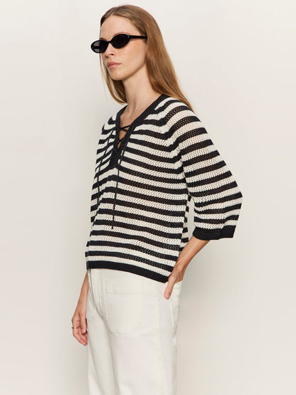 Lace Up Sweater Tee Black/Chalk - Sanctuary Clothing