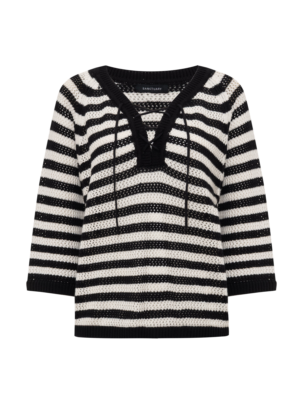 Lace Up Sweater Tee Black/Chalk - Sanctuary Clothing