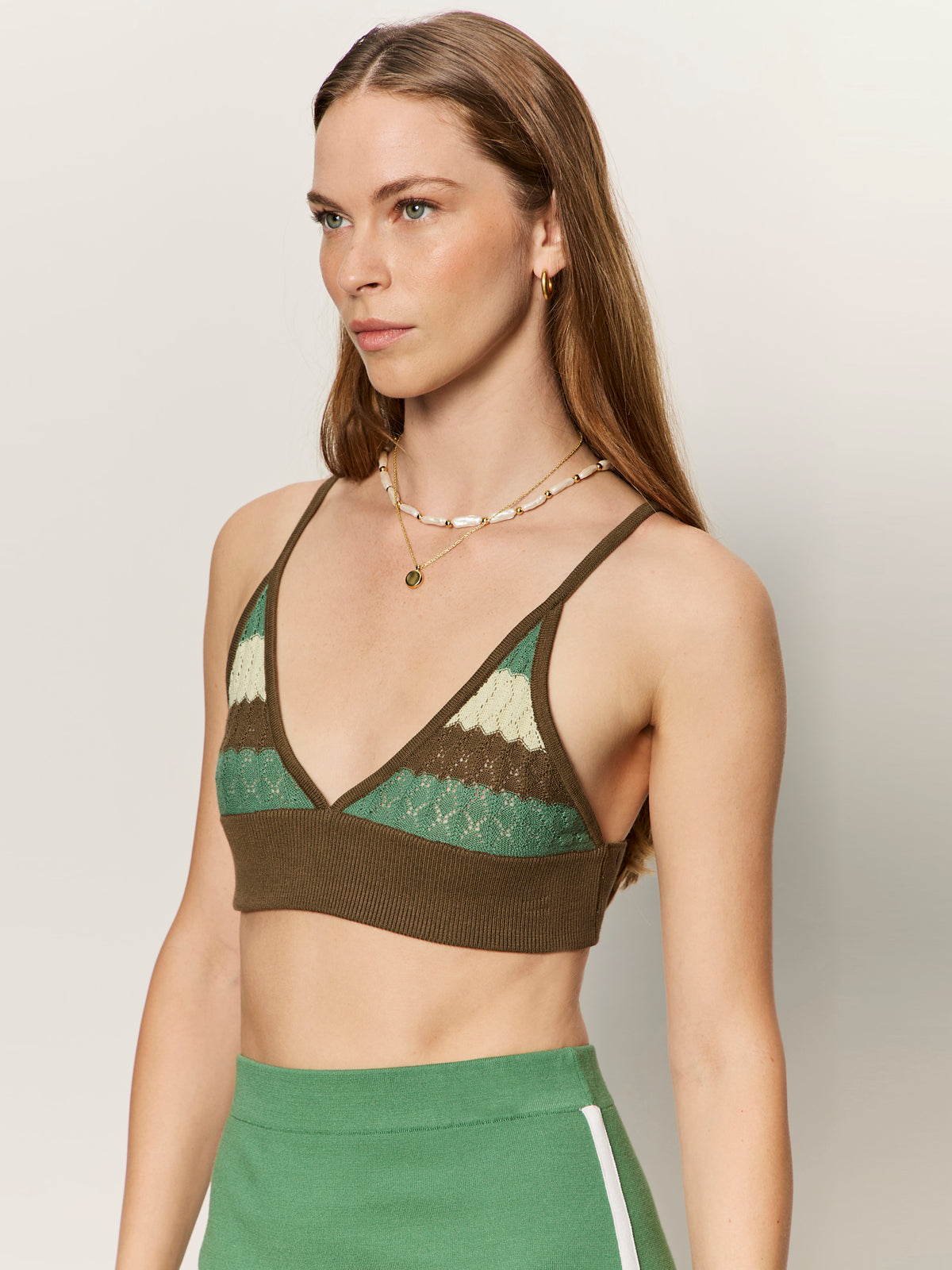 ONE AND ONLY KNIT BRALETTE TIMBER/GREEN JUICE/GREEN MIST - Sanctuary Clothing