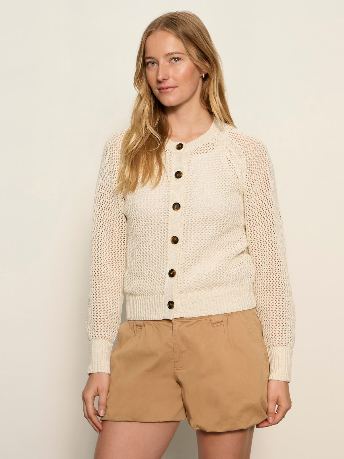 METALLIC OPEN KNIT CARDI COLLAGEN - Sanctuary Clothing