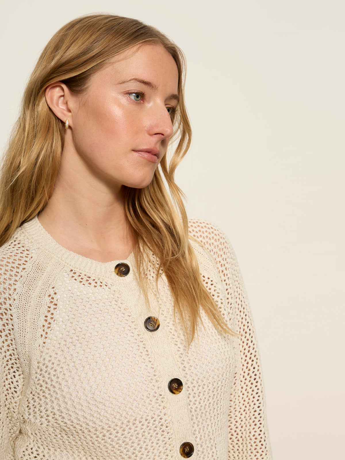 METALLIC OPEN KNIT CARDI COLLAGEN - Sanctuary Clothing