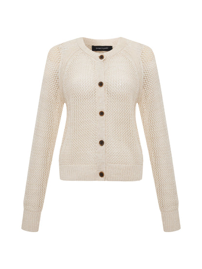 METALLIC OPEN KNIT CARDI COLLAGEN - Sanctuary Clothing