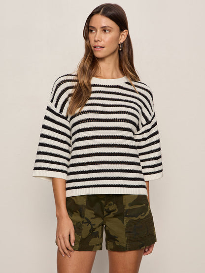 ELLE SWEATER TEE BLACK W/ CHALK - Sanctuary Clothing