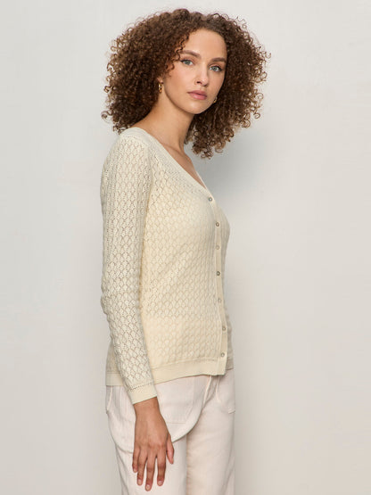 EVERYDAY POINTELLE CARDIGAN COLLAGEN - Sanctuary Clothing