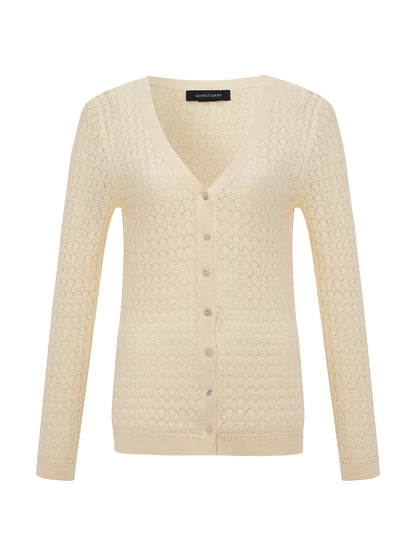 EVERYDAY POINTELLE CARDIGAN COLLAGEN - Sanctuary Clothing