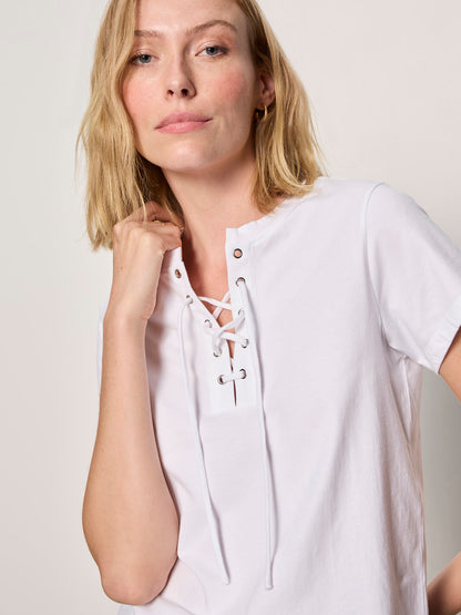 LACE UP TIMELESS TEE WHITE - Sanctuary Clothing