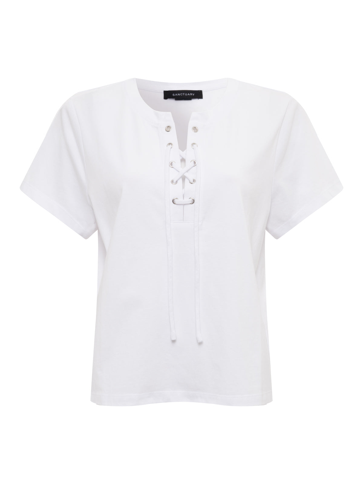 LACE UP TIMELESS TEE WHITE - Sanctuary Clothing
