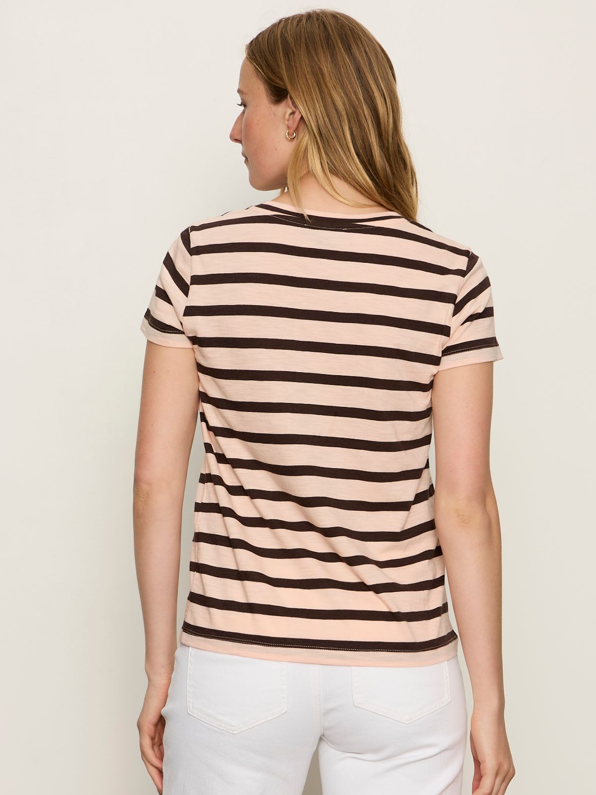 THE PERFECT TEE BLEACHED PK/RICH SOIL STRIPE - Sanctuary Clothing