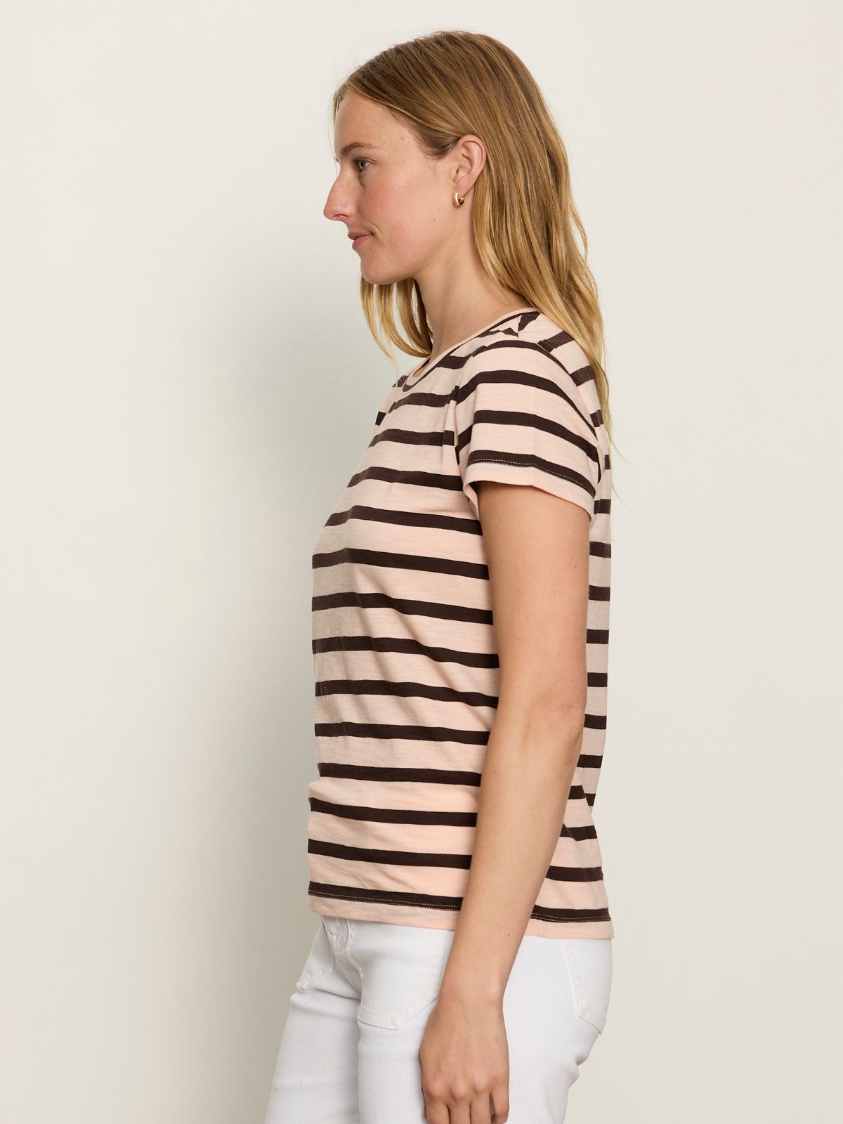THE PERFECT TEE BLEACHED PK/RICH SOIL STRIPE - Sanctuary Clothing