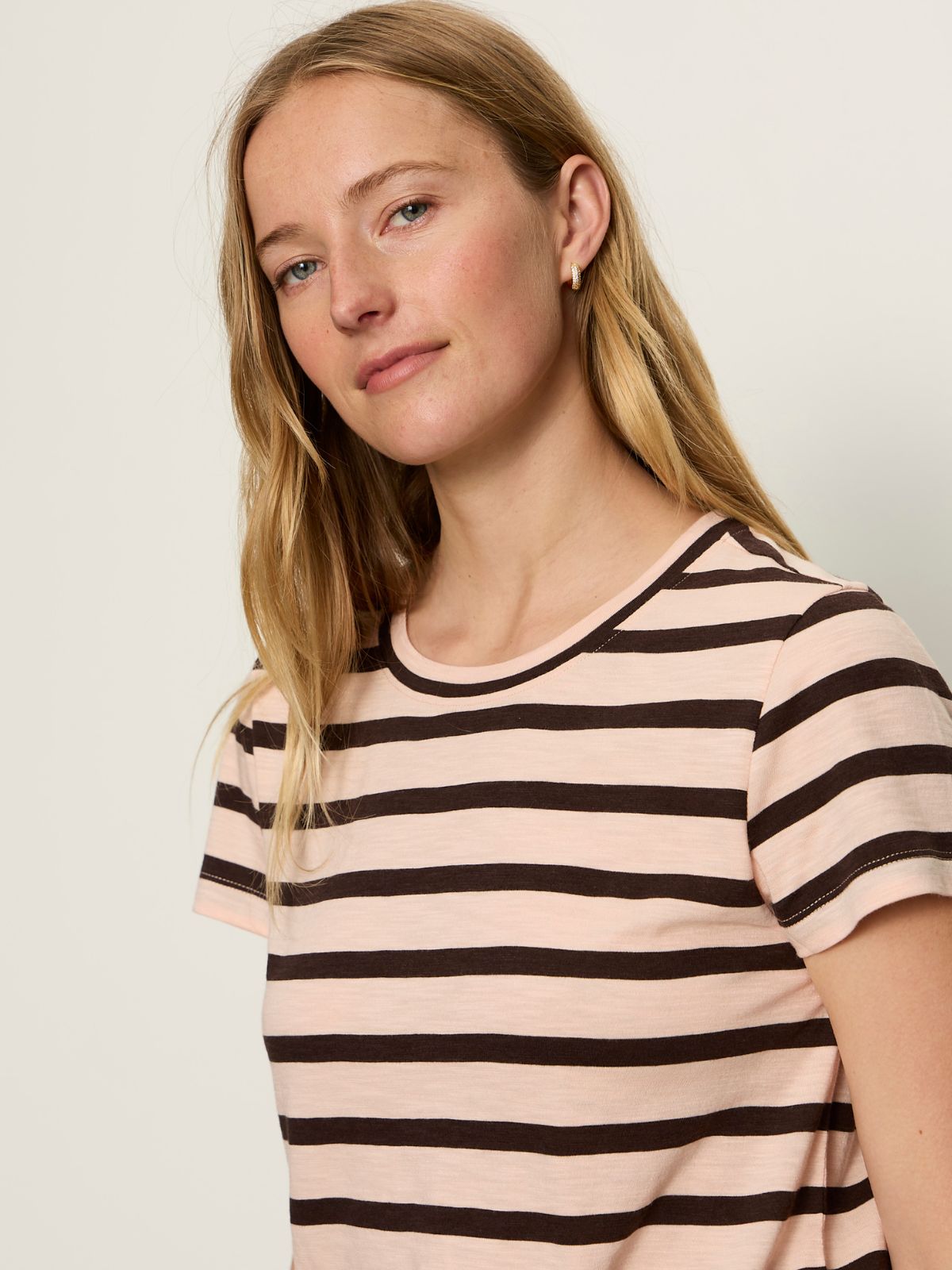 THE PERFECT TEE BLEACHED PK/RICH SOIL STRIPE - Sanctuary Clothing