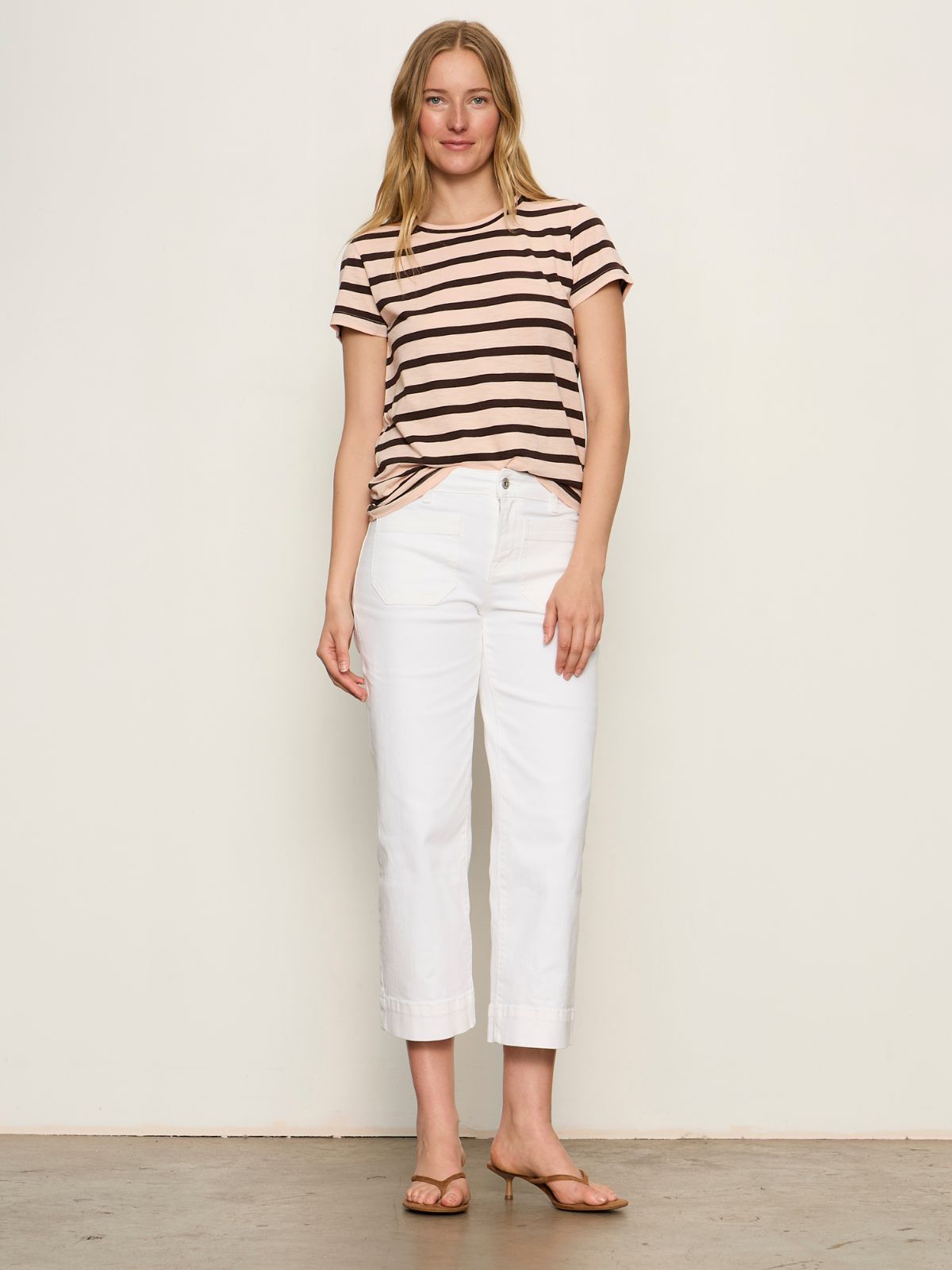 THE PERFECT TEE BLEACHED PK/RICH SOIL STRIPE - Sanctuary Clothing