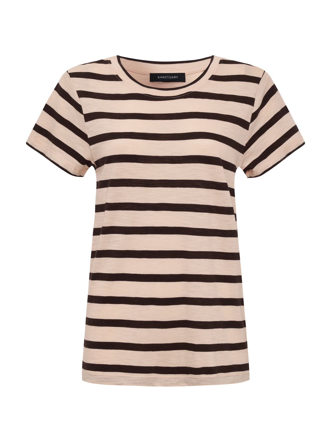 THE PERFECT TEE BLEACHED PK/RICH SOIL STRIPE - Sanctuary Clothing