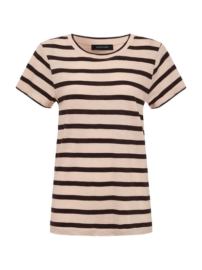 THE PERFECT TEE BLEACHED PK/RICH SOIL STRIPE - Sanctuary Clothing