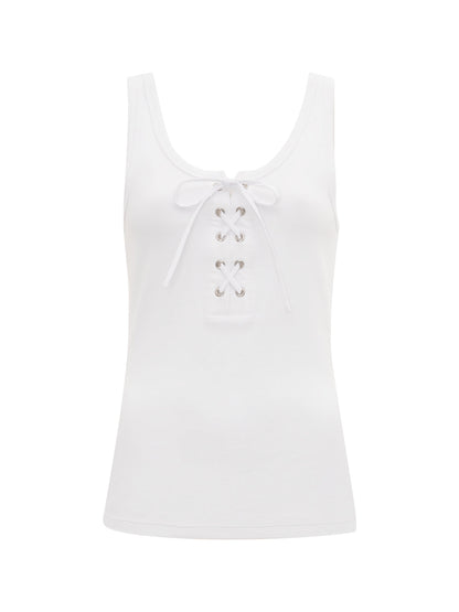 GO-TO LACE UP TANK WHITE - Sanctuary Clothing