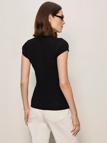 SOFT FOCUS RIBBBED TOP BLACK - Sanctuary Clothing