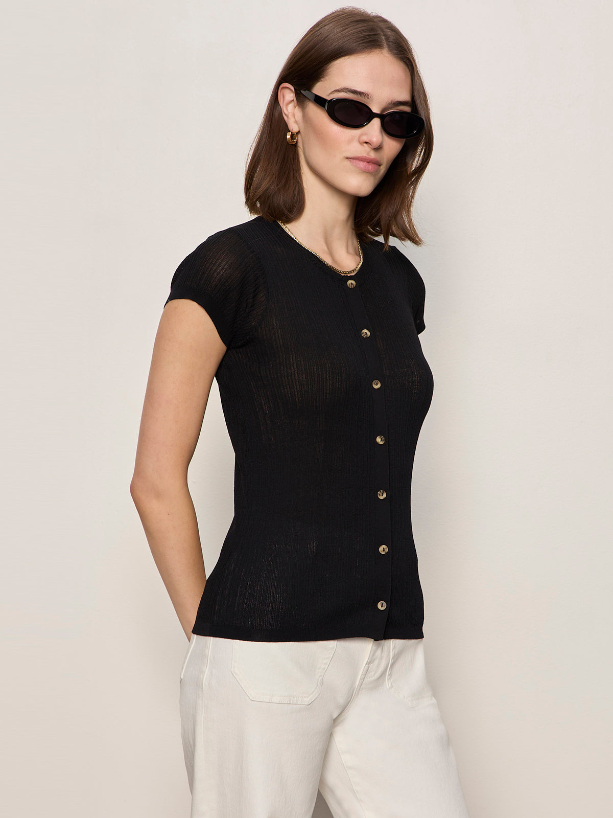 SOFT FOCUS RIBBBED TOP BLACK - Sanctuary Clothing