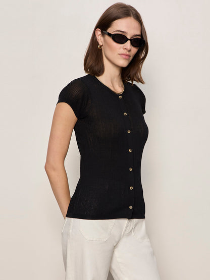 SOFT FOCUS RIBBBED TOP BLACK - Sanctuary Clothing