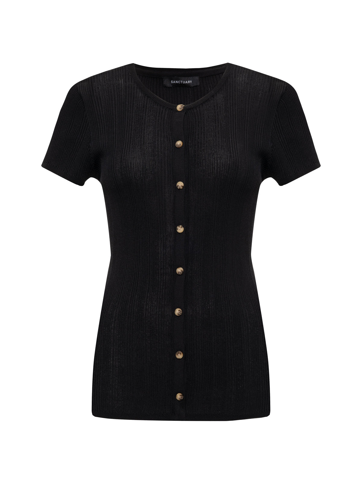 SOFT FOCUS RIBBBED TOP BLACK - Sanctuary Clothing