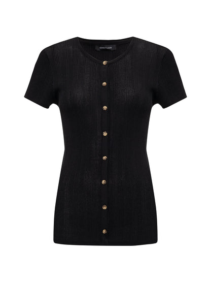 SOFT FOCUS RIBBBED TOP BLACK - Sanctuary Clothing