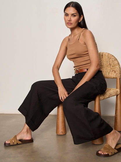 TERRACE LINEN PANT BLACK - Sanctuary Clothing
