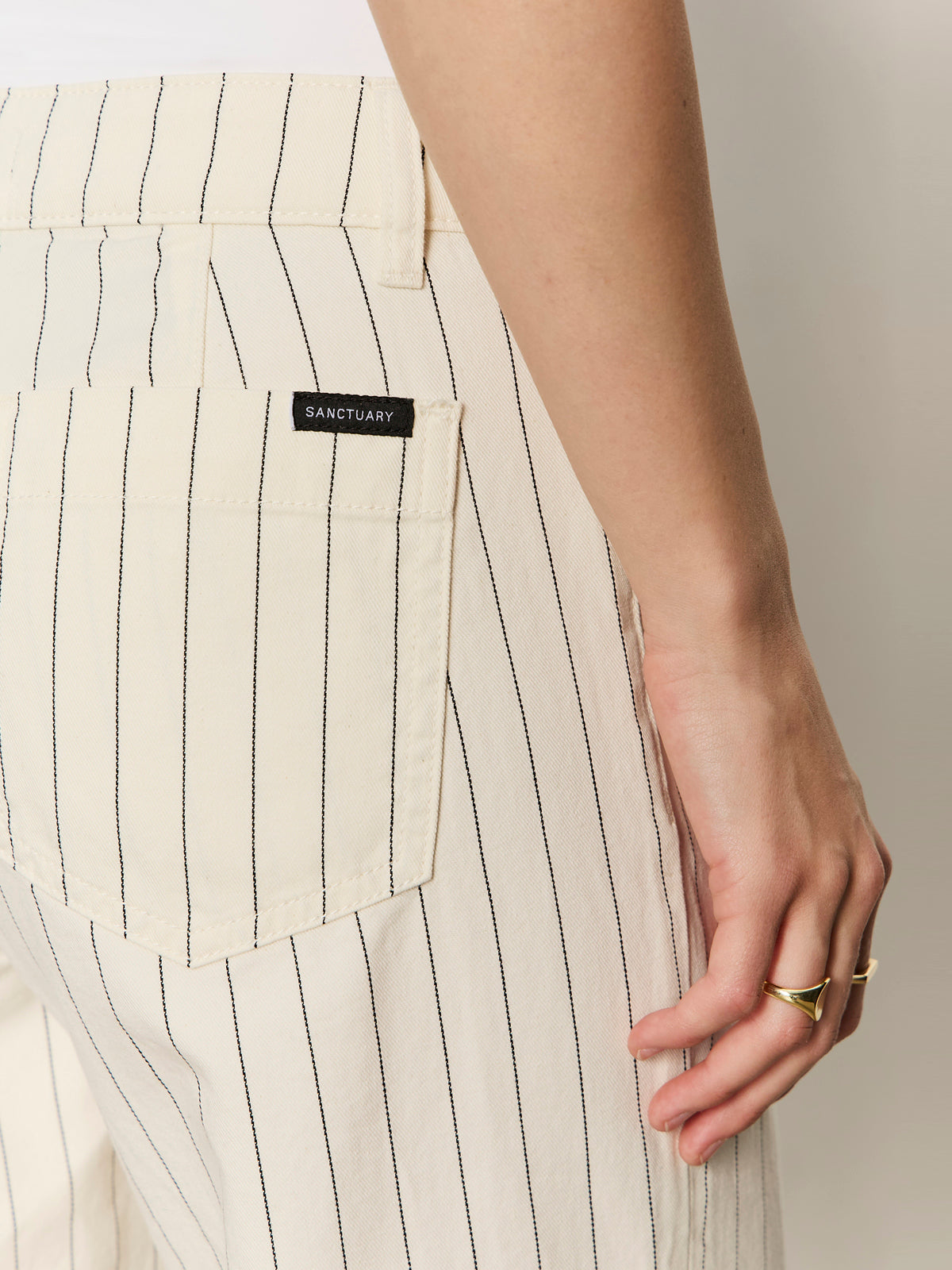 The Marine Jean Bleached White Pinstripe Petite Sizing - Sanctuary Clothing