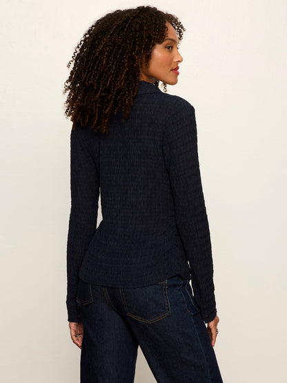 Juno Textured Button Front Top Navy Blazer - Sanctuary Clothing