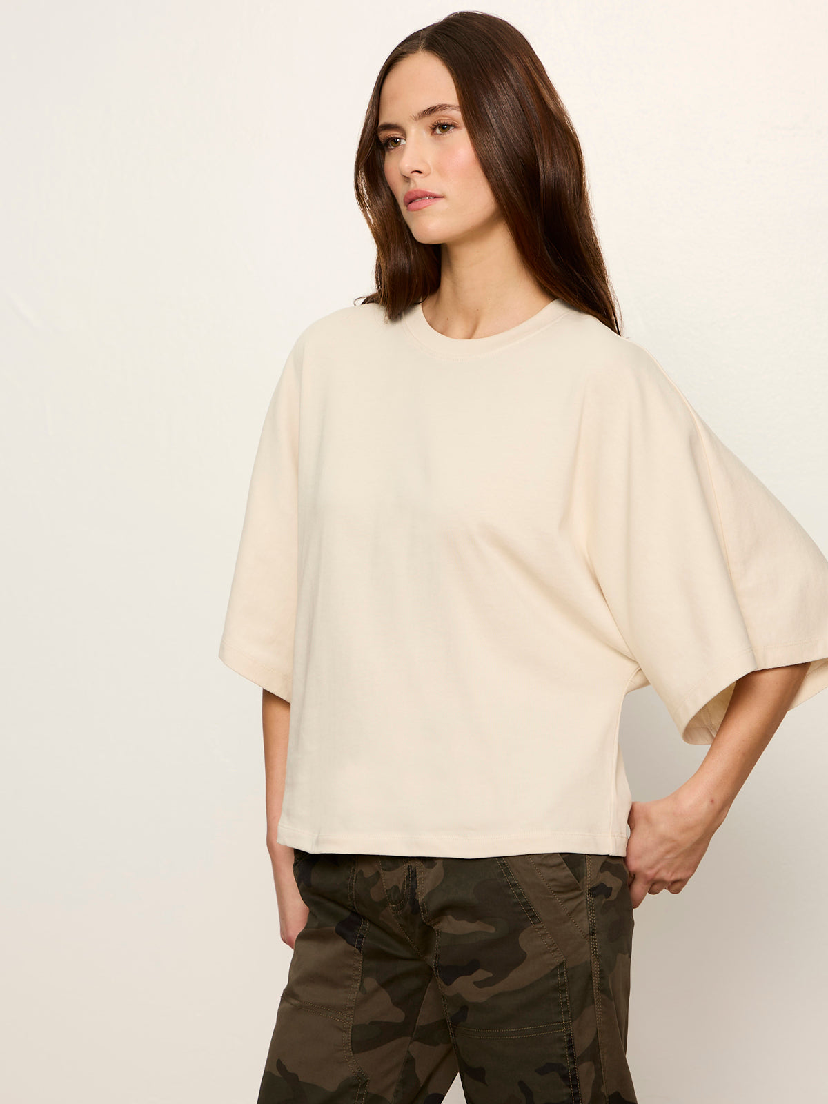 Haven Cape Sleeve Tee Bone - Sanctuary Clothing