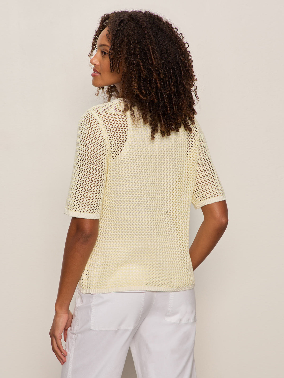 OPEN KNIT SWEATER TEE LEMON DROP/CHALK STRIPE - Sanctuary Clothing