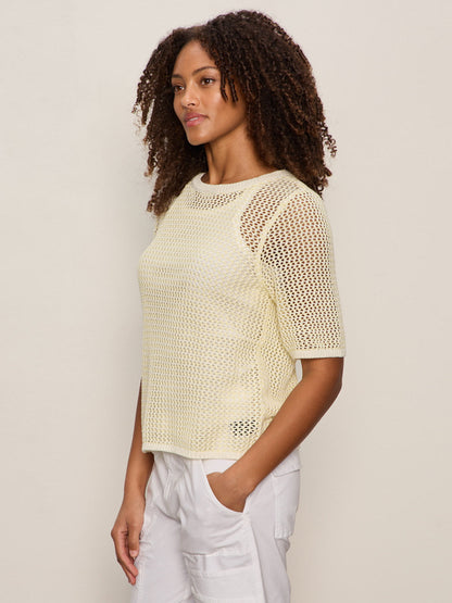OPEN KNIT SWEATER TEE LEMON DROP/CHALK STRIPE - Sanctuary Clothing