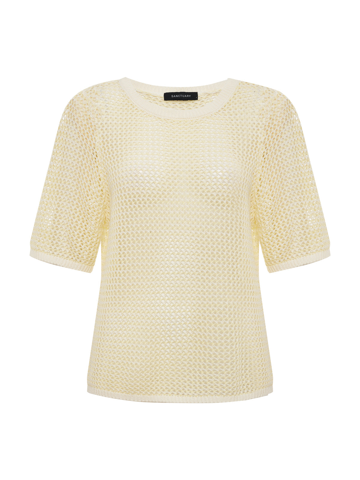 OPEN KNIT SWEATER TEE LEMON DROP/CHALK STRIPE - Sanctuary Clothing