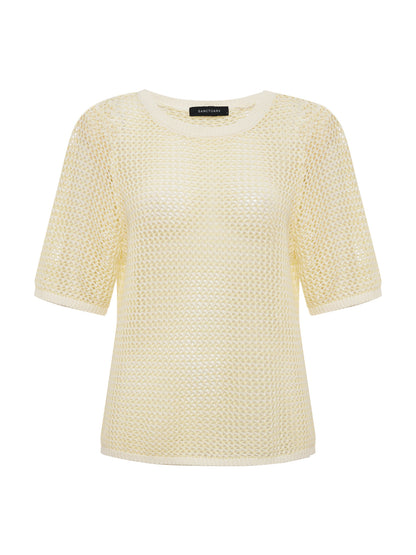 OPEN KNIT SWEATER TEE LEMON DROP/CHALK STRIPE - Sanctuary Clothing