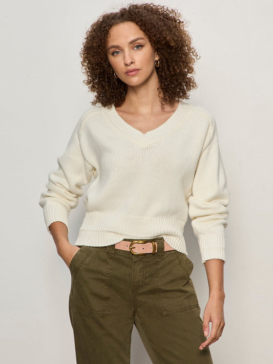 PERFECT V NECK SWEATER VINTAGE IVORY - Sanctuary Clothing