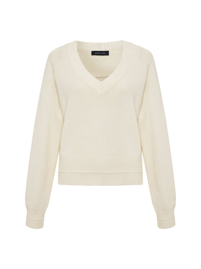 PERFECT V NECK SWEATER VINTAGE IVORY - Sanctuary Clothing