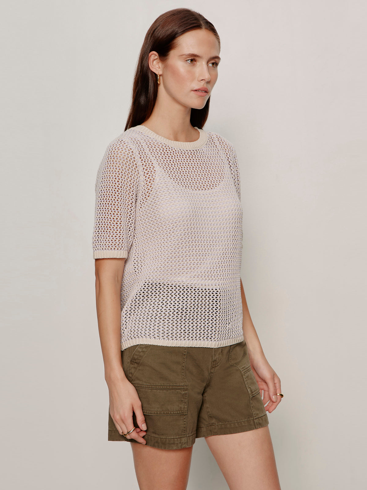 OPEN KNIT SWEATER TEE PETAL/RICH COLLAGEN STRIPE - Sanctuary Clothing