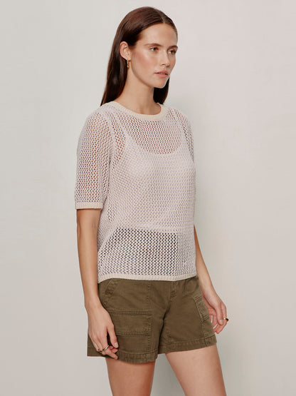 OPEN KNIT SWEATER TEE PETAL/RICH COLLAGEN STRIPE - Sanctuary Clothing