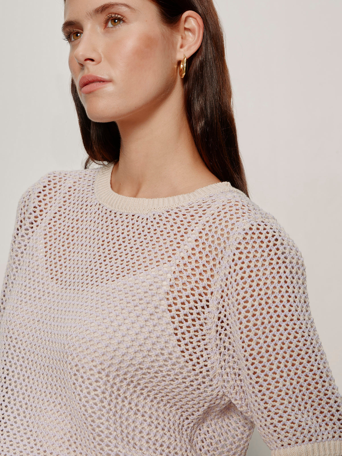 OPEN KNIT SWEATER TEE PETAL/RICH COLLAGEN STRIPE - Sanctuary Clothing