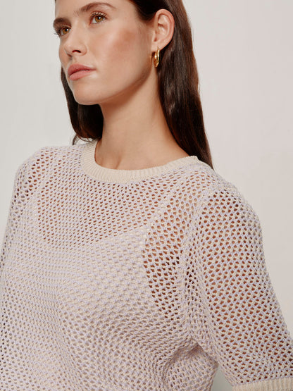 OPEN KNIT SWEATER TEE PETAL/RICH COLLAGEN STRIPE - Sanctuary Clothing