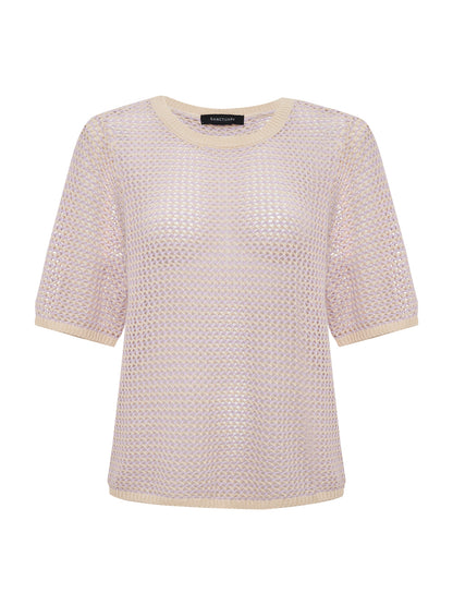 OPEN KNIT SWEATER TEE PETAL/RICH COLLAGEN STRIPE - Sanctuary Clothing