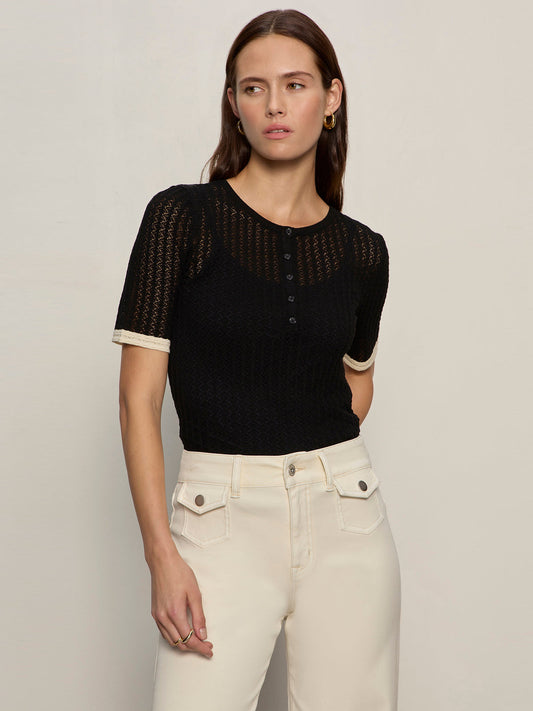 GOING PLACES POINTELLE SWEATER BLACK - Sanctuary Clothing
