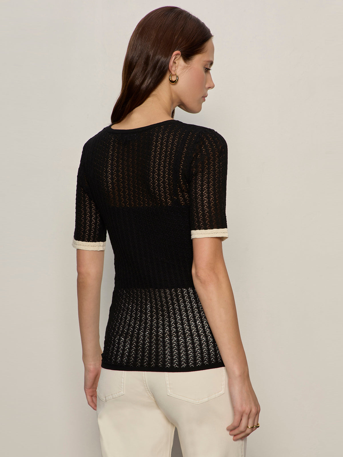 GOING PLACES POINTELLE SWEATER BLACK - Sanctuary Clothing