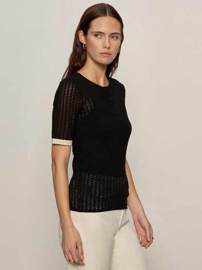 GOING PLACES POINTELLE SWEATER BLACK - Sanctuary Clothing